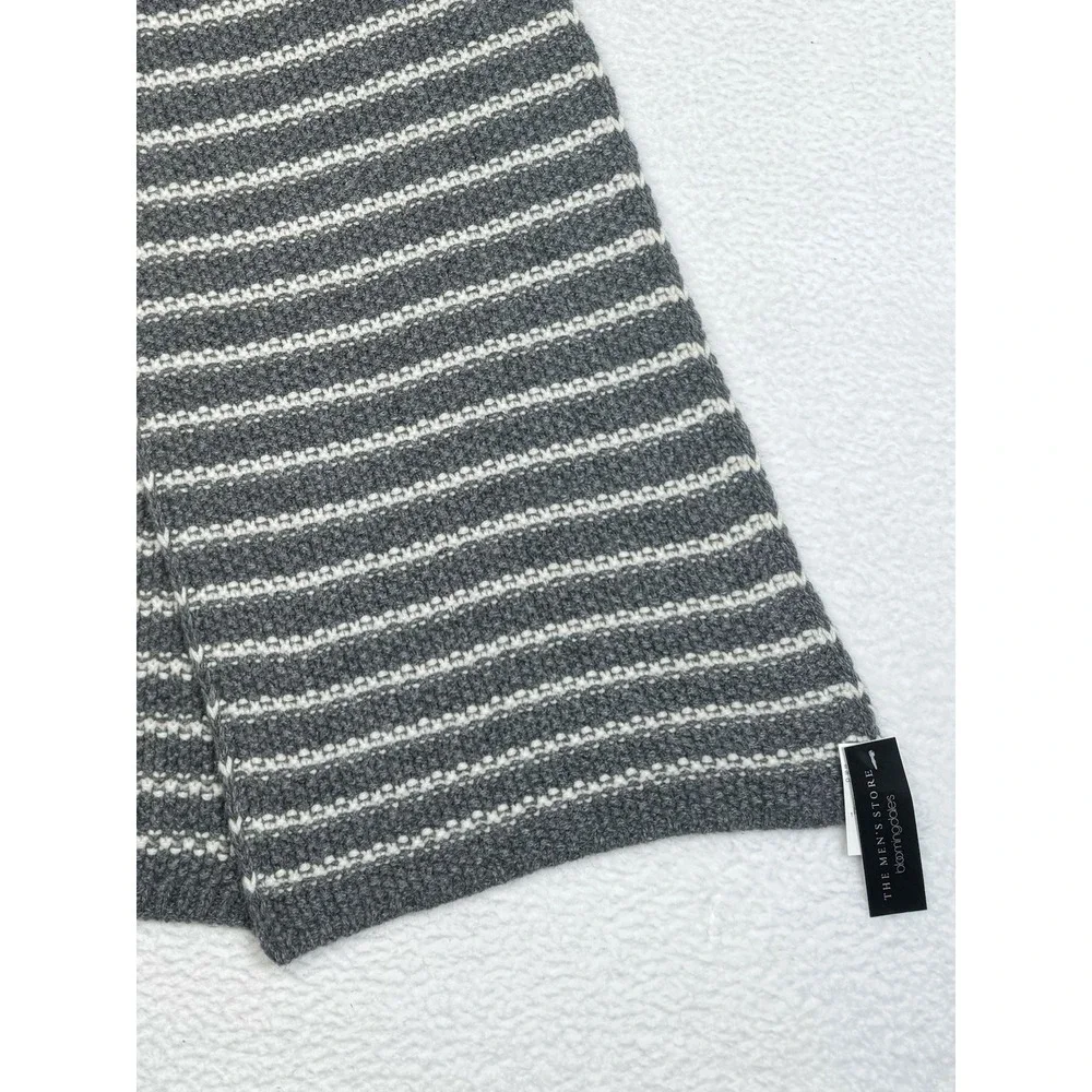 NEW -BLOOMINGDALES The Men's Store Grey/Ivory Striped Scarf - Alpaca Wool 70x15